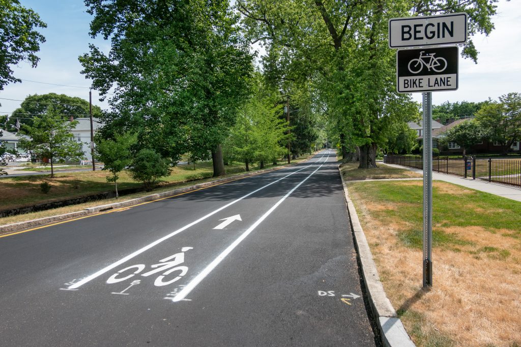 The bike lane along Pleasant Valley Parkway